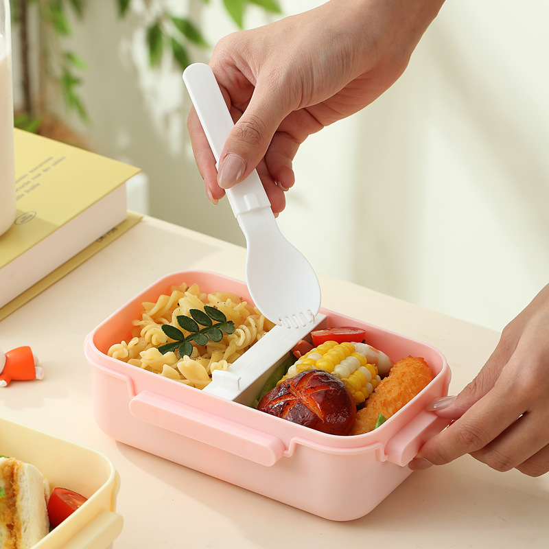 米菲塑料卡通饭盒水杯套装便携可爱儿童便当盒学生食堂分格午餐盒|undefined