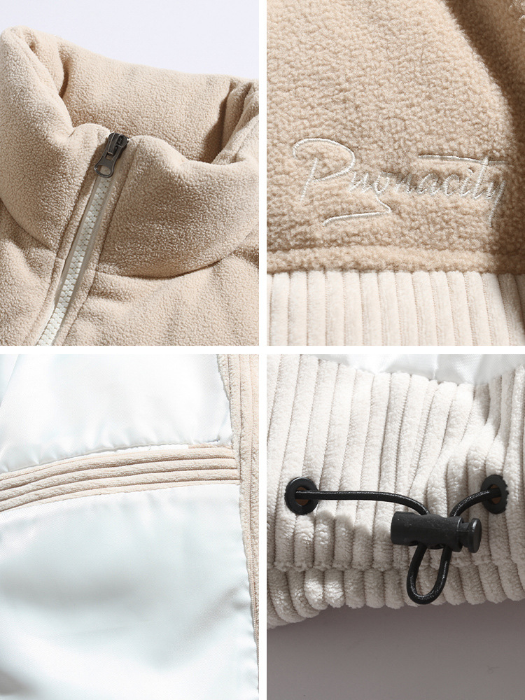 Contraste de color material diferente costura diseño pan abrigo invierno engrosada abrigo de algodón acolchado marca de moda PANA abrigo de algodón acolchado Q