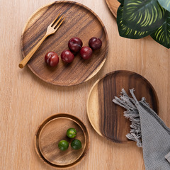相思木盤日式創意圓形盤子茶水點心木碟子傳菜盤咖啡盤托盤餐盤