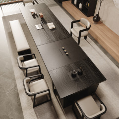 黒い茶のテーブルと椅子の組み合わせホテルのロビーの事務室の応接間の大型のお茶のテーブルはひっそりとしています。