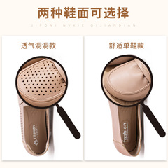 Mama Shoes Women's Mid-Age Shoes New Genuine Leather Slip-On Comfortable Spring and Autumn Flat Shoes for Middle-Aged and Elderly Adults Soft Sole Leather Shoes