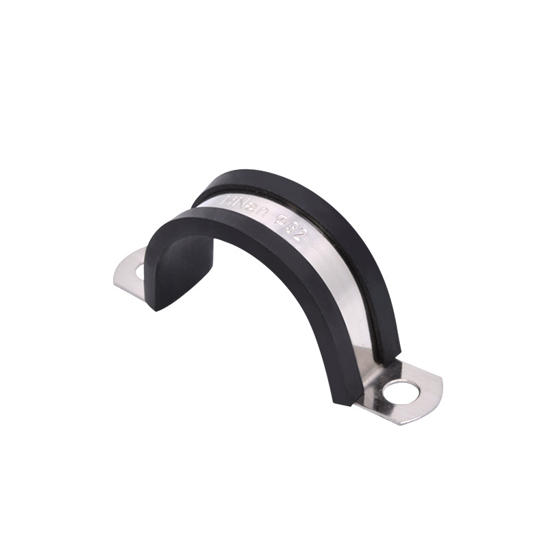 BTV4U型连胶条 304不锈钢带胶骑马卡 绝缘管卡带胶管卡 线卡 马鞍