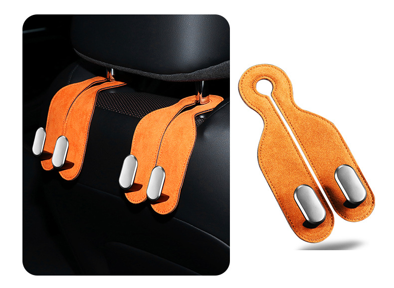 Car Seat Back Phone Holder Storage Dual Hook Alcantara Interior