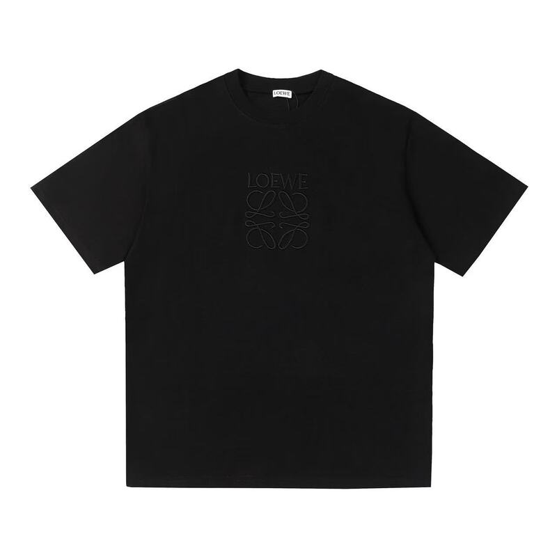 High-End Loewe T-Shirt, Short-Sleeve, High-Weight Pure Cotton, Loose Fit, Crew Neck, Embroidered Logo, Solid Color High-End Loewe T-Shirt, Short-Sleeve, High-Weight Pure Cotton, Loose Fit, Crew Neck, Embroidered Logo, Solid Color