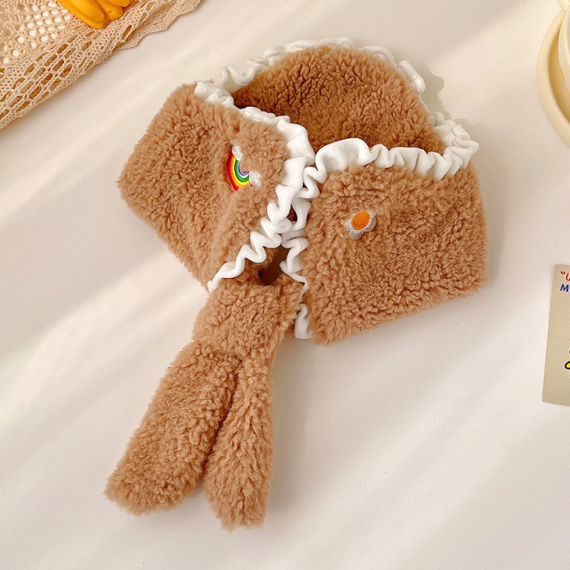 브라운 레이스 스카프