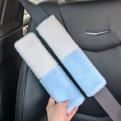 Seat belt shoulder pad Belt Shoulder Pads, Imitation Wool - sky-blue-1-pack