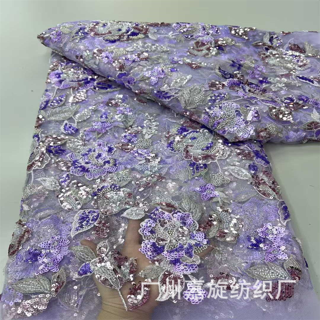 Tela bordada de lentejuelas de estilo étnico, vestido africano de tubo con cuentas multicolores, cheongsam, tela bordada para mujer, encaje africano