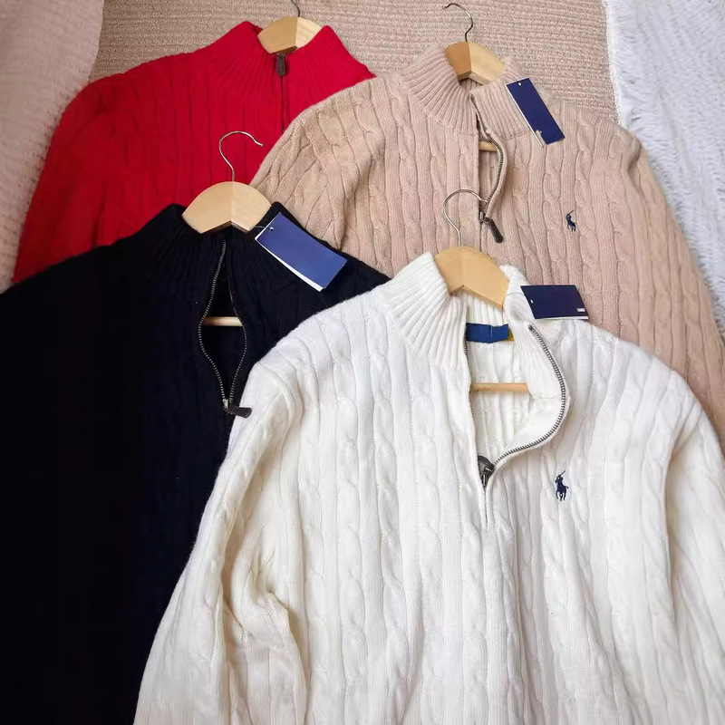 high quality 90 Wool 10 Cashmere Winter Thickened Sweater Men's Half Zipper Paul Sweater Polo Collar Top Men