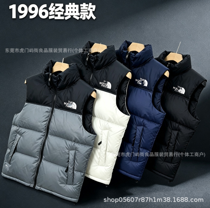 Cross-Border Classic 1996 Cotton-Padded Vest with Embroidery for Men and Women, Couple's Winter Thickened Cold-Proof Stand-Collar Warm Jacket Vest Cross-Border Classic 1996 Cotton-Padded Vest with Embroidery for Men and Women, Couple's Winter Thickened Cold-Proof Stand-Collar Warm Jacket Vest