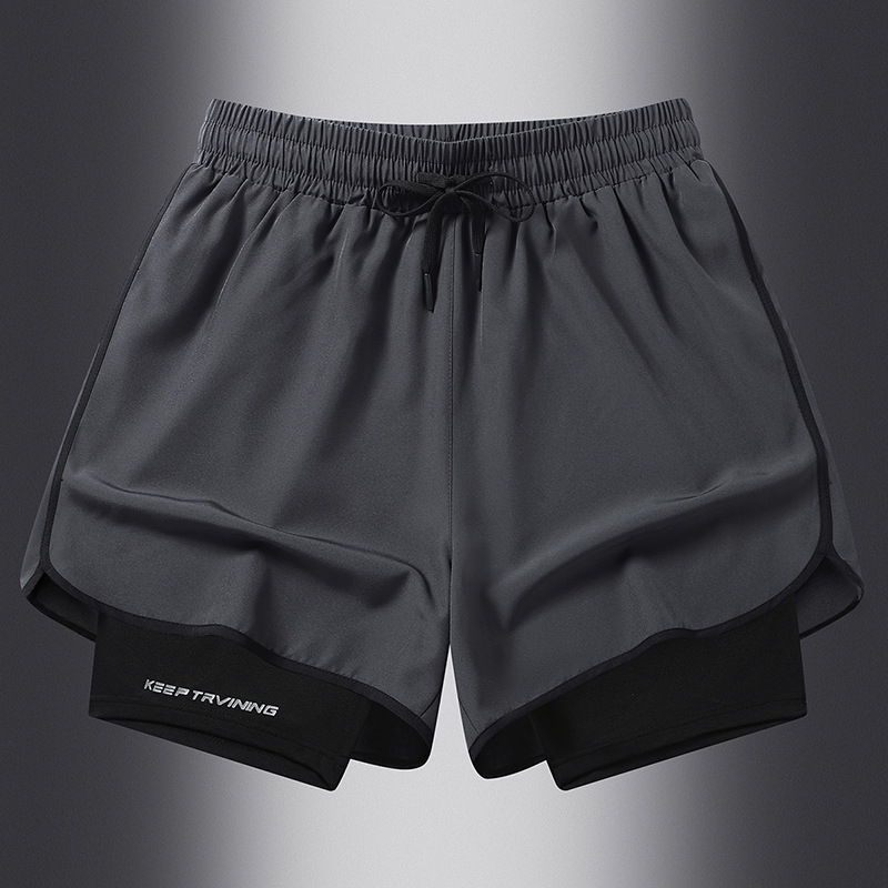 Pantalones cortos deportivos para hombres maratón de verano pista y campo fitness correr forro de secado rápido seda de hielo pantalones de entrenamiento pantalones de tres puntos mujeres