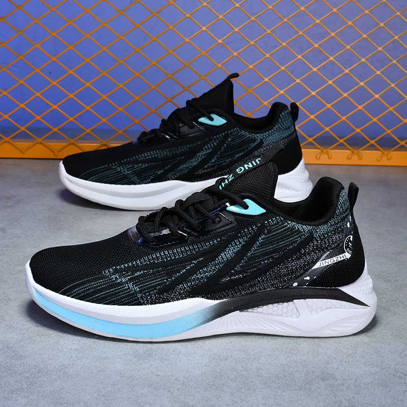 2024新款男鞋飛織網面跑步鞋透氣休閒運動鞋學生鞋大碼跨境外貿