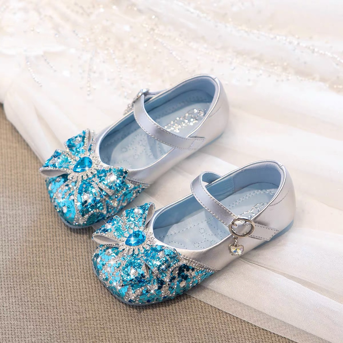 Autumn blue breathable shoes girl's
