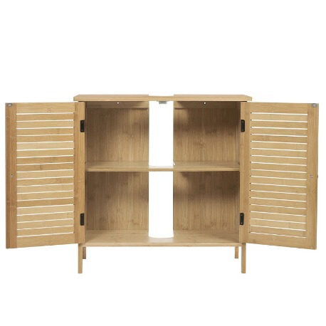 High-Quality Bamboo Bathroom Cabinet with Two Doors, Under-Sink Storage Cabinet, Simple Two-Layer Storage Cabinet for Bathroom and Bedroom High-Quality Bamboo Bathroom Cabinet with Two Doors, Under-Sink Storage Cabinet, Simple Two-Layer Storage Cabinet for Bathroom and Bedroom