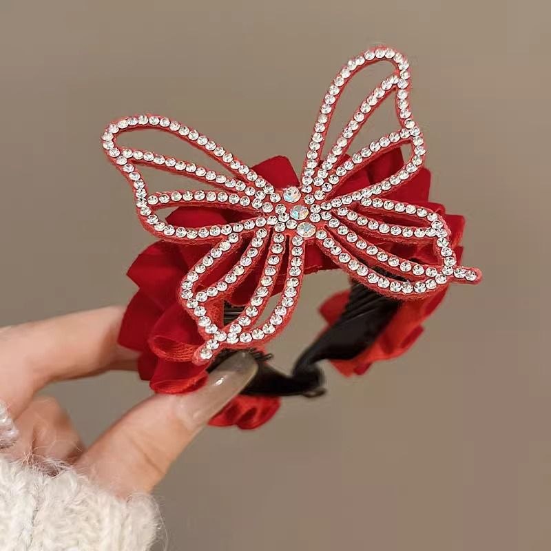 Año nuevo, cabeza de bola para niños, hebilla de pelo roja, accesorios de joyería, sombreros de corona, hebilla de cola de caballo para niñas, horquilla, accesorios para el cabello