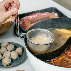 Stainless steel slotted spoon household noodle scoop hot pot hook slotted spoon filter net heat-resistant frying filter spoon screen mesh 