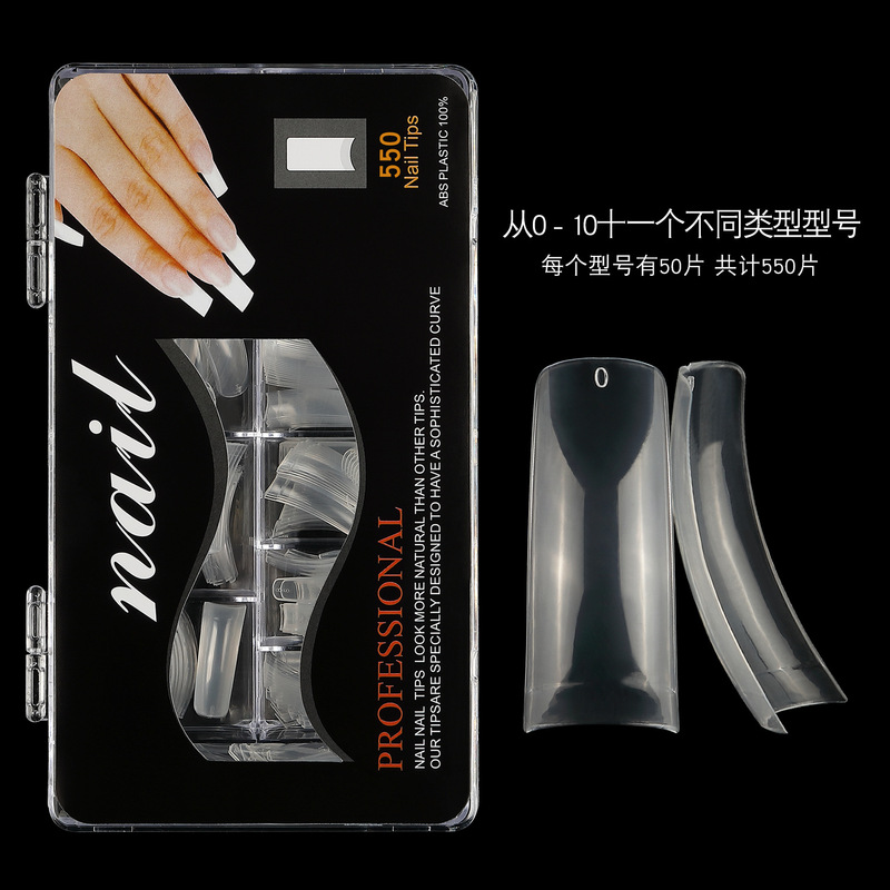 Cross-border Nail Art 550 Pieces French Salon Half Patch Nail Pieces Arc Extension False Nail Patch nail