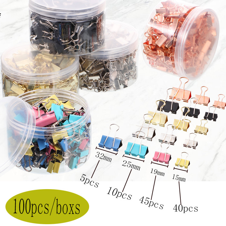 Juego de combinación de venta caliente transfronteriza Papelería Clip de cola larga de color Clip de cola de milano negro Clip de boleto de encuadernación de metal Clip de papel de prueba