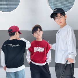 2024秋冬新款华棉儿童卫衣两件套中小童打底衫男女童上衣宝宝马甲