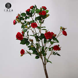 工厂直销 120cm长枝山茶花仿真花假花中式复古家居装饰摄影大花枝