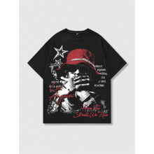 E 91347 Vintage Letter Hip Hop Tee ������ĸ����ӡ����