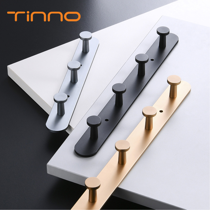 No-Drill Space Aluminum Coat Hook New Row Hook Door Coat Hook Bathroom Kitchen Accessory
