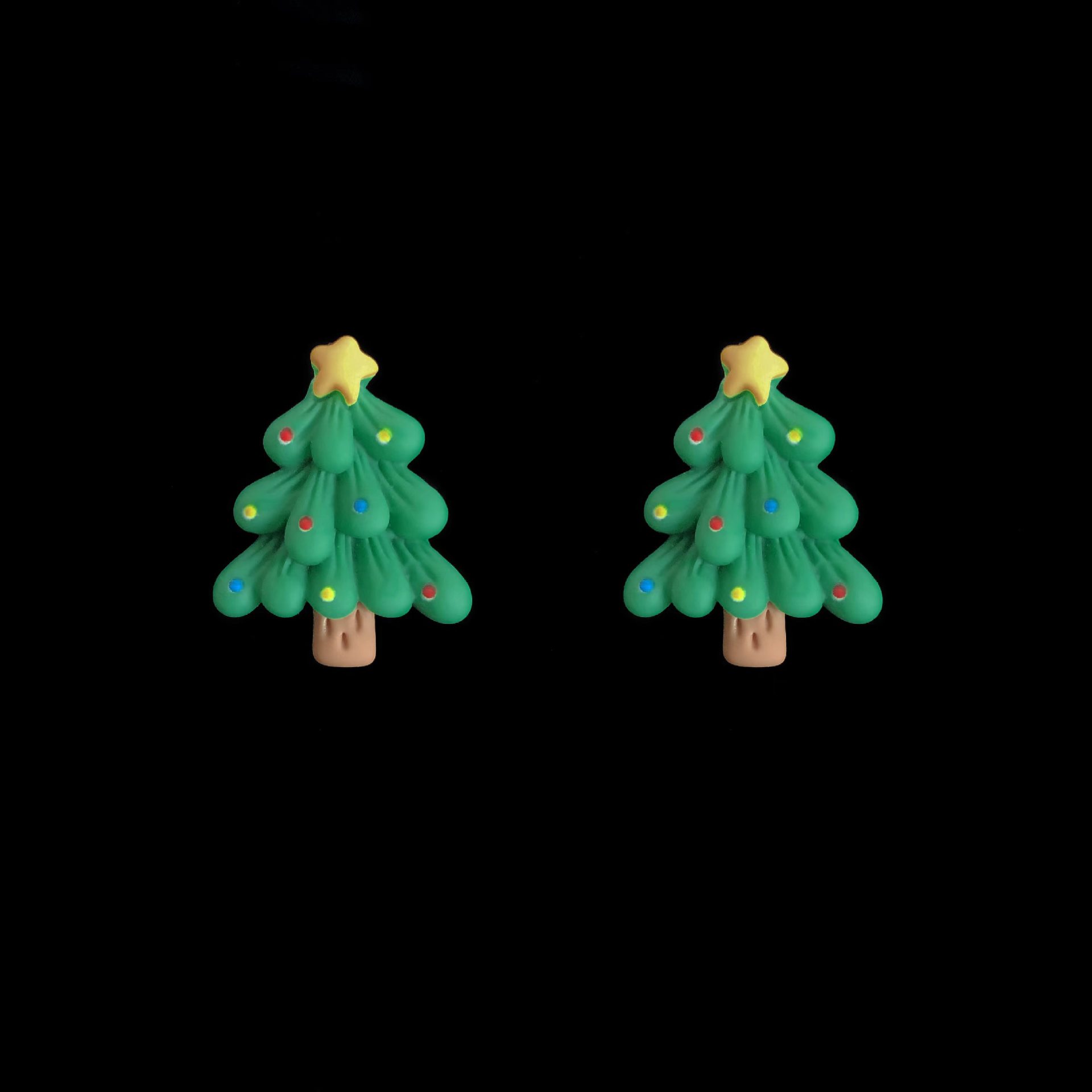 Cartoon Style Christmas Tree Santa Claus Resin Polishing Christmas Womenu0027S Ear Studs 1 Pair