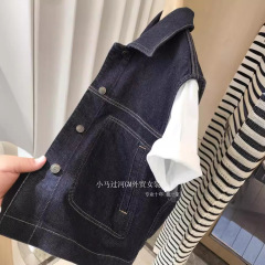 小さいアイテムを重ね着!!! 年齢を減らして流行します。小さいフランスの復古の原色の短い金の小さい郭の形のデニムの馬甲の女性です。