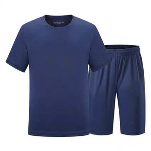 Factory Sales Fire Summer Sports Short-sleeved Fitness Suit Men's Shorts Quick-drying Flame Blue Single Top