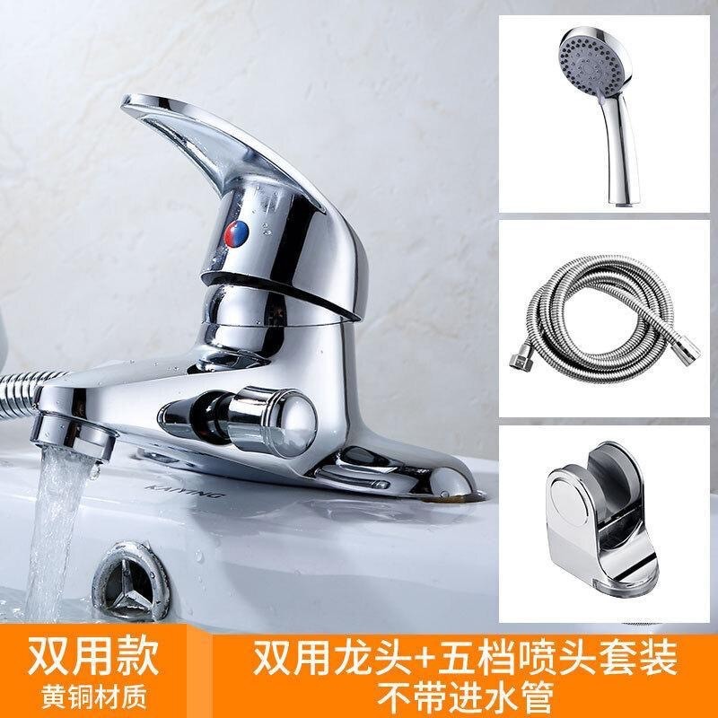 Cuenca del grifo lavabo del baño de cobre lado abierto de dos articulaciones dragón diadema champú boquilla de ducha caliente y fría grifo