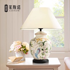 美式花鸟陶瓷台灯 酒店样板房卧室床头灯 设计师创意客厅装饰灯具