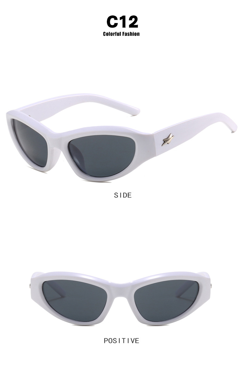 Purple Color Streetwear Color Block Ac UV400 Protection Special-Shaped Mirror Full Frame Women's Sunglasses