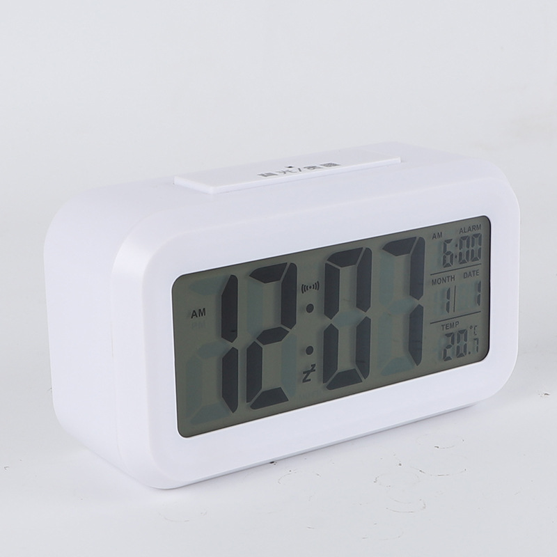 Fábrica en stock reloj de alarma inteligente de voz creativa luminosa simple dormitorio despertador electrónico reloj inteligente