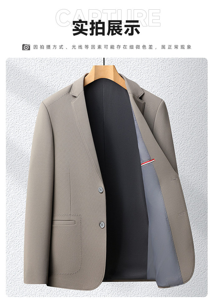 Áo vest nam dài tay màu trơn, chất liệu nylon co giãn không cần là, dáng ôm, kiểu mới mùa xuân thu — Màu be, Màu camel, Màu đen chi tiết 16