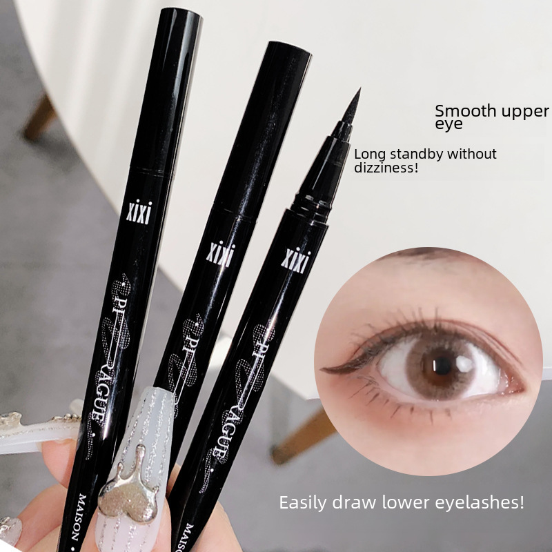 Xixi Linear Rich Liquid Eyeliner Pen for Female Beginners, Waterproof, Sweat-Proof, Long-Lasting, Non-Smudged Black Brown Eyeliner Pen