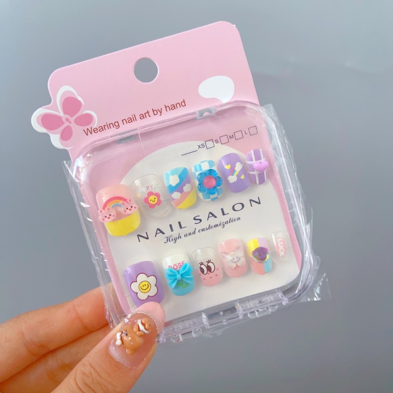 Niños que usan uñas niñas cortas 2025 nuevo estilo de alta sensación pegatinas de uñas no tóxicas y inodoras pegatinas de uñas especiales para niñas