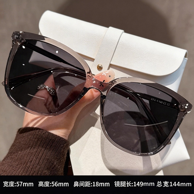 Transparent Gray Oversized Frame Sunglasses for Women, High-End 2026 New Polarized Sunglasses, Anti-Uv Driving Glasses