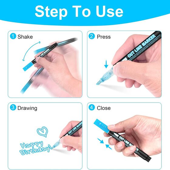 Amazon Explosions Fantasy Flash Double Line Contour Pen 48 Color DIY Hand Account Graffiti Christmas Metallic Highlighter Pen