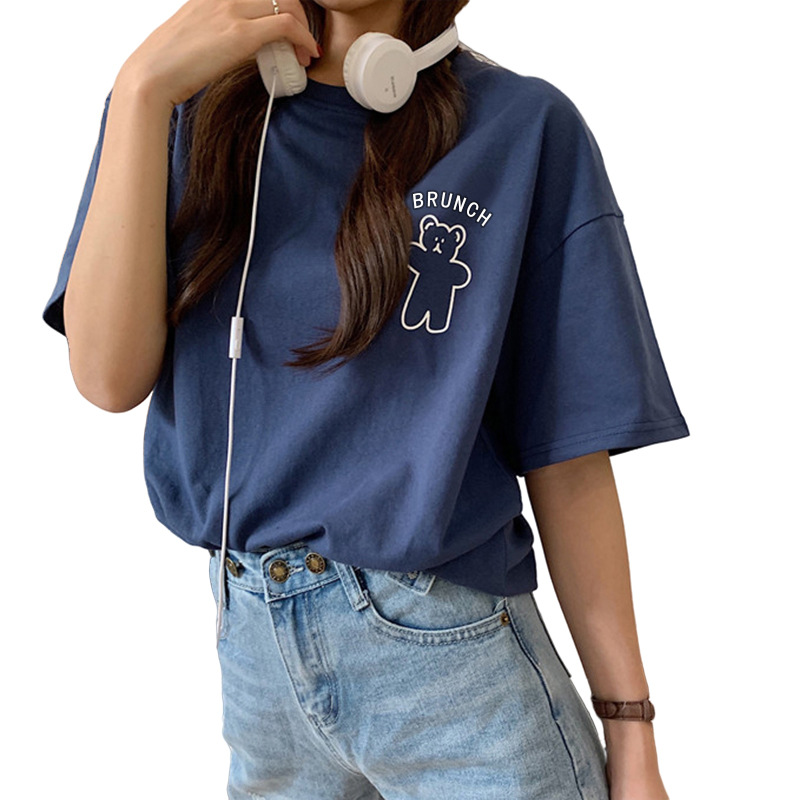 Camiseta de manga corta estilo 2026, blusa holgada con cuello redondo para mujer, ropa blanca elegante para mujer, sencilla y a la moda. image 6