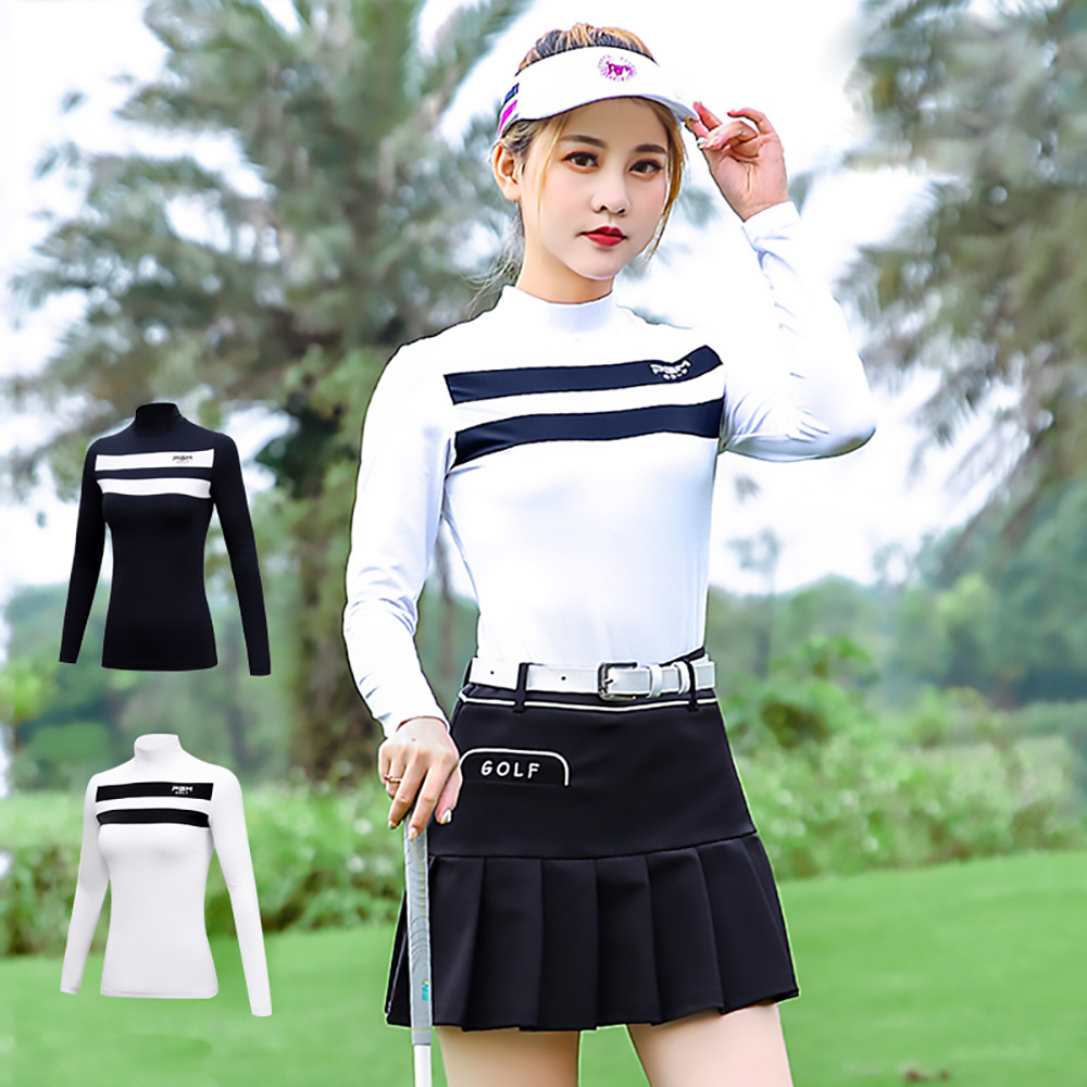 Bộ quần áo golf nữ PGM dài tay mặc trong mùa thu đông — Áo màu xanh hải quân màu trắng YF160, Áo đỏ trắng YF160, YF144 phiên bản dày màu trắng, Áo đỏ trắng YF160 [loại mỏng]