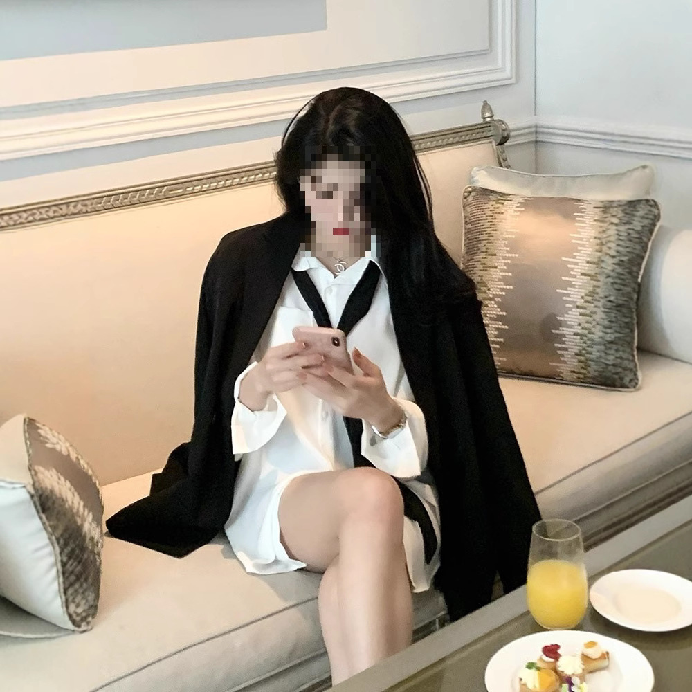 (2개) 티셔츠 JK 유니폼 셔츠 치마 원피스 주름 치마 여성 가을 겨울 봄 여름 투피스 세트 짧은 치마 셔츠