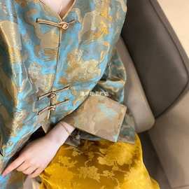 新中式女装中国风今年流行漂亮盘扣外套衬衫套装裙早春款2024新款