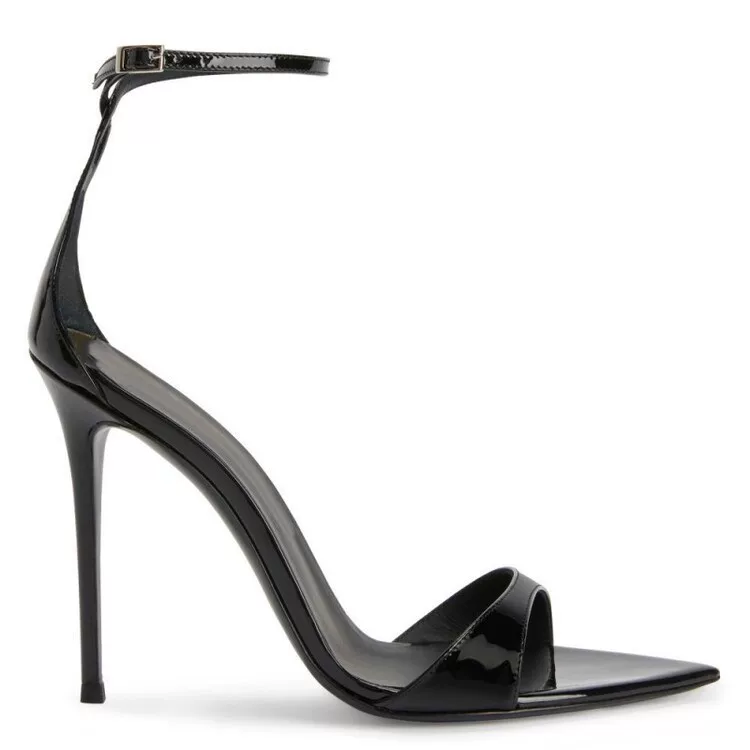 Black summer sandals with a strap, 2023 collection, thin strap, plus size