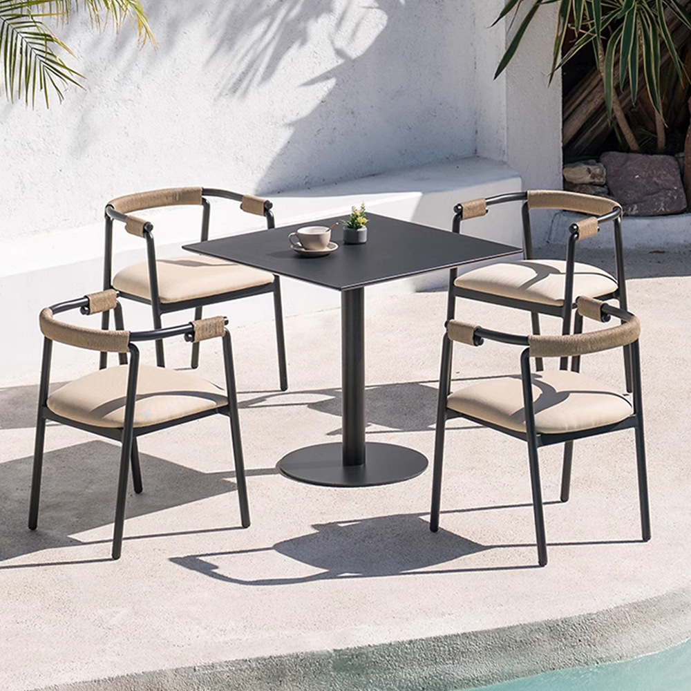 Mesa al aire libre y silla combinada patio balcón protector solar muebles impermeables al aire libre silla de caña silla de caña ocio jardín al aire libre image 14