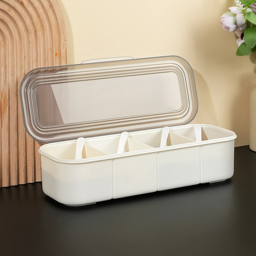 Japanese simple seasoning box kitchen supplies seasoning jar salt shaker with spoon transparent multi-grid home use