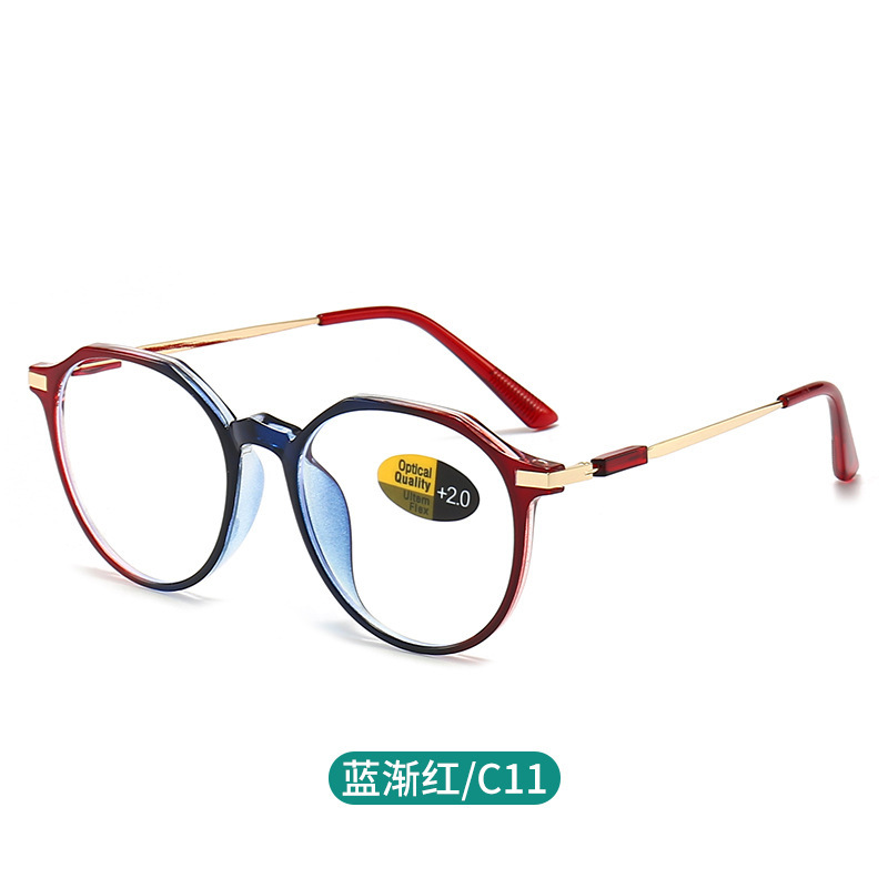 2401 New Anti-Blue Light Reading Glasses for Men and Women, Korean Trendy Polygonal Frames, Anti-Fatigue Reading Glasses for Middle-Aged and Elderly People