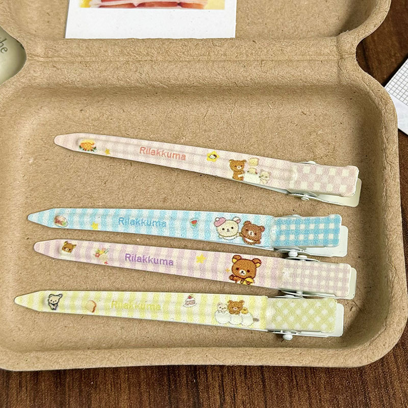Cute Cartoon Pink Plaid Bear Metal Long Hair Clip, New Summer Style, Sweet and Versatile Bangs Duckbill Clip Cute Cartoon Pink Plaid Bear Metal Long Hair Clip, New Summer Style, Sweet and Versatile Bangs Duckbill Clip