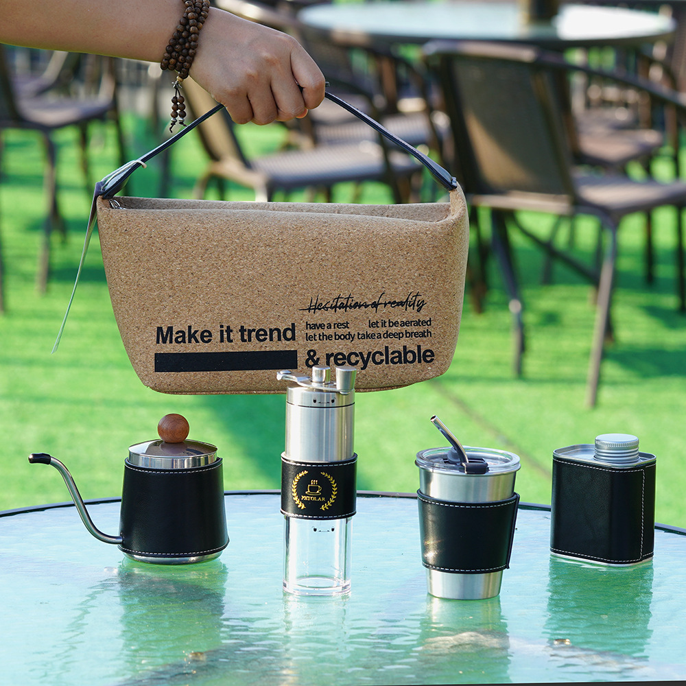 Nuevos regalos de vacaciones, juegos de café de acero inoxidable portátiles al aire libre, juegos de tazas de café de picnic