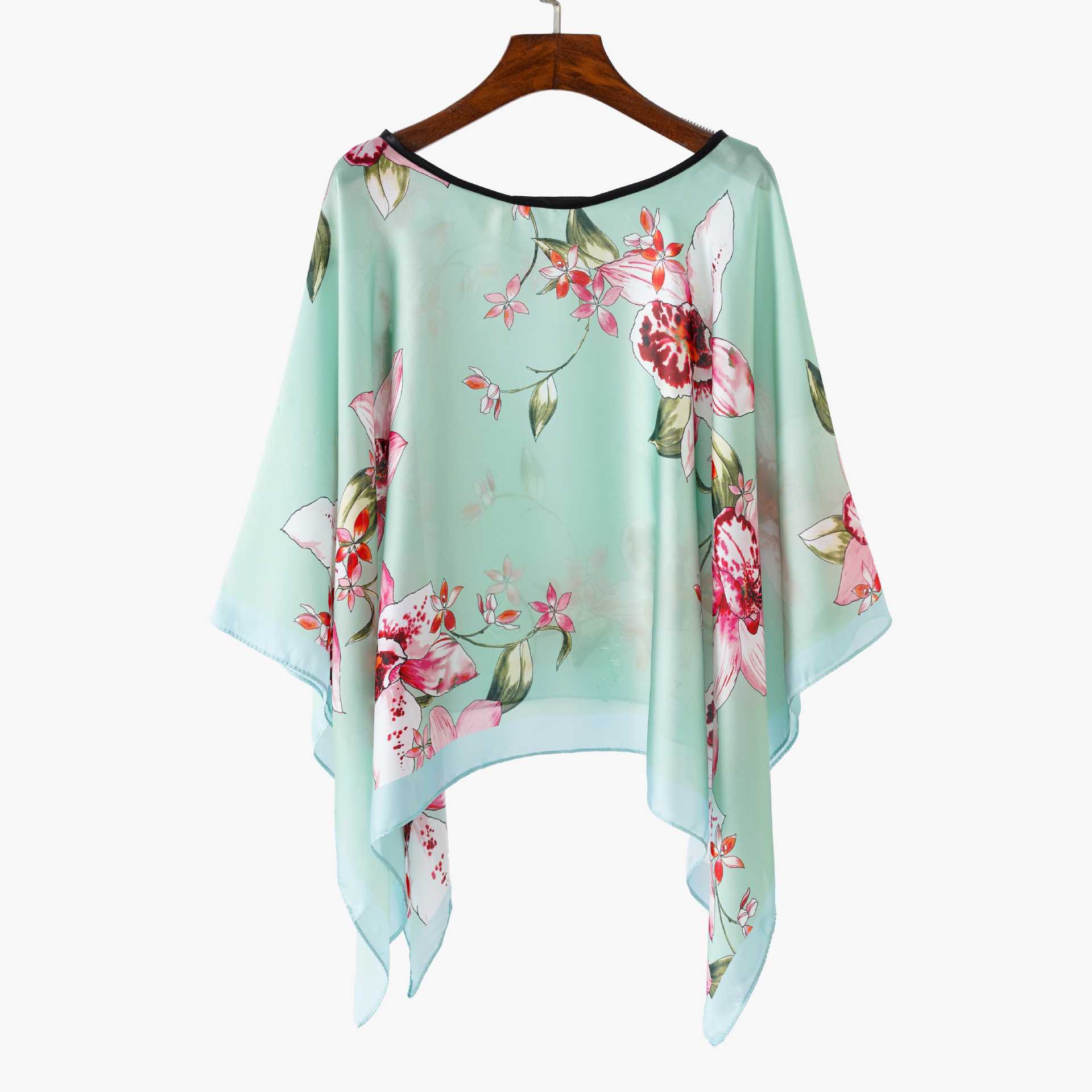 2026 primavera y verano nuevos productos Amazon Europa y América impresión shale blusa suelta bikini playa camiseta protector solar