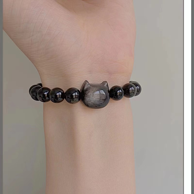 Natural Obsidian Silver Obsidian Bracelet for Men and Women Couple's Gemstone Bracelet Exquisite Handmade Crystal Jewelry Bracelet Natural Obsidian Silver Obsidian Bracelet for Men and Women Couple's Gemstone Bracelet Exquisite Handmade Crystal Jewelry Bracelet