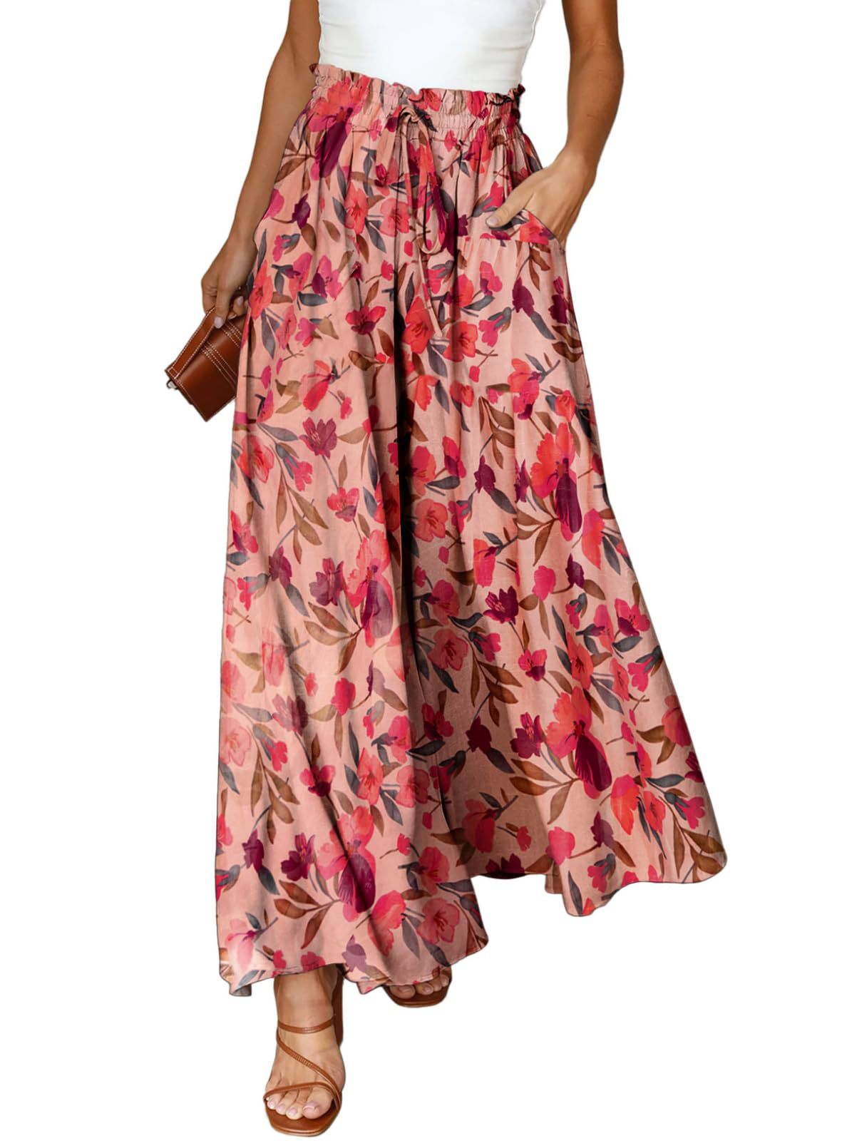 354g Weight Full Length Pants Length Spandex, Polyester Fabric Type High Waist Waist Line Casual Pants Pants Type Holiday, Daily Occasion Loose Fit Type Flower Pattern Summer Season Women's Gender Casual Style Women's Holiday Daily Casual Flower Full Length Casual Pants 3